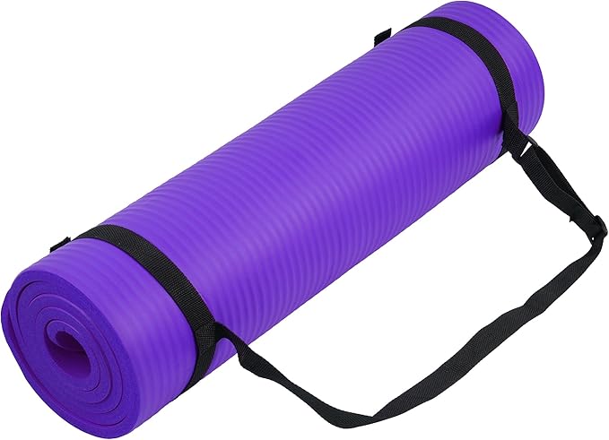 Fitvids Yoga Mat, 1/2-Inch Extra Thick High Density Exercise Mat, Anti-Tear Exercise Yoga Mat with Carrying Strap, Suitable for Various Yoga Exercises