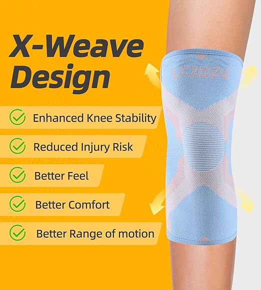 Knee Braces 2-Pack - Compression Sleeves for Men & Women, Knee Pain Relief for Arthritis, Meniscus Tear, Running, Gym, Basketball - Blue XL(Check Sizing)