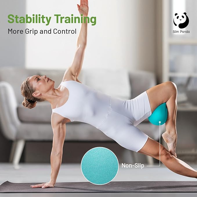 Slim Panda Pilates Ball, 9 Inch Small Exercise Ball, Anti Burst Mini Yoga Ball for Stability, Workout, Barre, Core Strength, Physical Therapy, Balance, Stretching