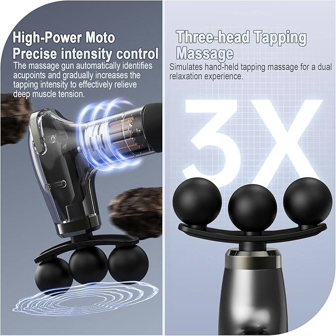 Massage Gun with Upgraded Extension Handle, Massage Gun Deep Tissue - Back Massager for Relief Deep Tissue, Muscles/Neck/Shoulders/Waist/Legs Massager,5 Replaceable Heads&9 Speed Levels (Black)