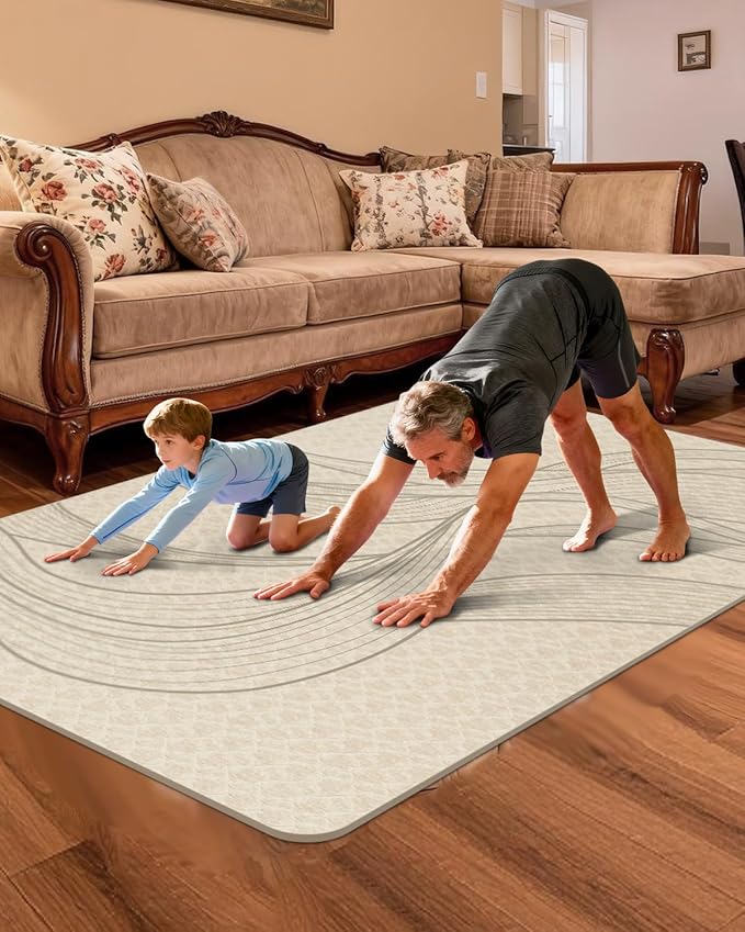Large Yoga Mat (75.5"x47.6"x0.4"）Extra Wide & Thick 10mm, Non-Slip Exercise Mat, High-Density TPE Mat for Yoga Pilates & Home Gym Workouts