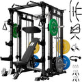 RitFit Buffalo Smith Machine, Power cage with LAT-Pull Down System & Cable Crossover System, All-in-One Squat Rack for Home Gym, Power Rack