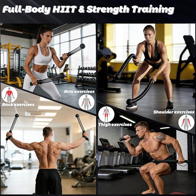 Weighted Ropeless Battle Ropes - Heavy Duty Cordless Workout Ropes with Non-Slip Spiral Handles | Portable Home Gym Equipment for HIIT, Strength Training & Cardio | Men & Women