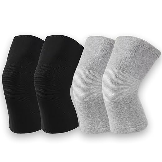 Bamboo Charcoal Compression Knee Sleeve - Elastic Knee Braces Pads Warmers Protective Knee Support for Arthritis and Runners (Gray+Black, Small)