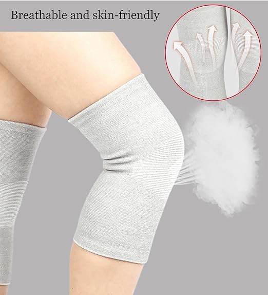 Bamboo Charcoal Knee Sleeve - Bamboo Compression Knee Sleeve for Men and Women - Elastic Warm Knee Brace for Arthritis(Gray, Medium)