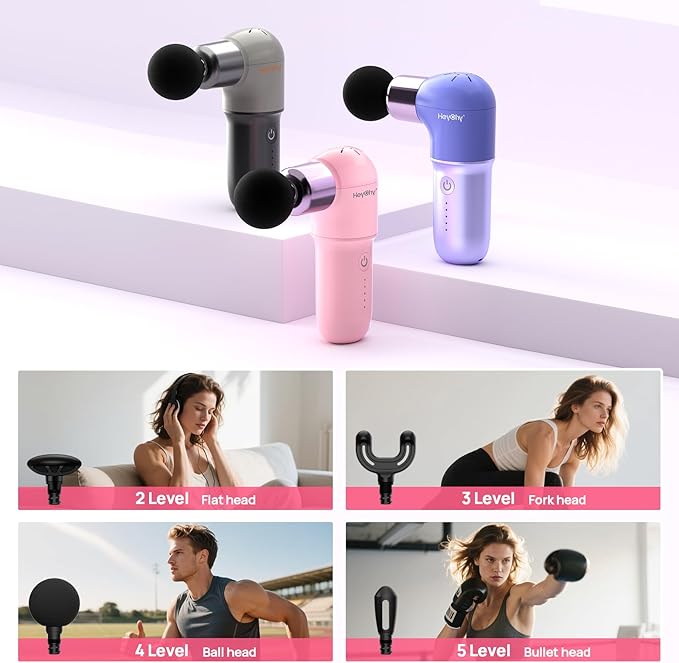 HEYCHY Super Mini Massage Gun, Deep Tissues Percussion Muscle Massager, Compact Sports Travel Massage Gun, Portable Massager Gun for her him, Pink