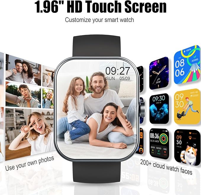 Smart Watch for Men Women (Answer/Make Call), 1.96" HD Fitness Tracker Running Watch, IP68 Waterproof,Pedometer, Sleep/Step/Activity/Heart Rate Monitor,110+ Sport Mode Smartwatch for iOS Android Phone