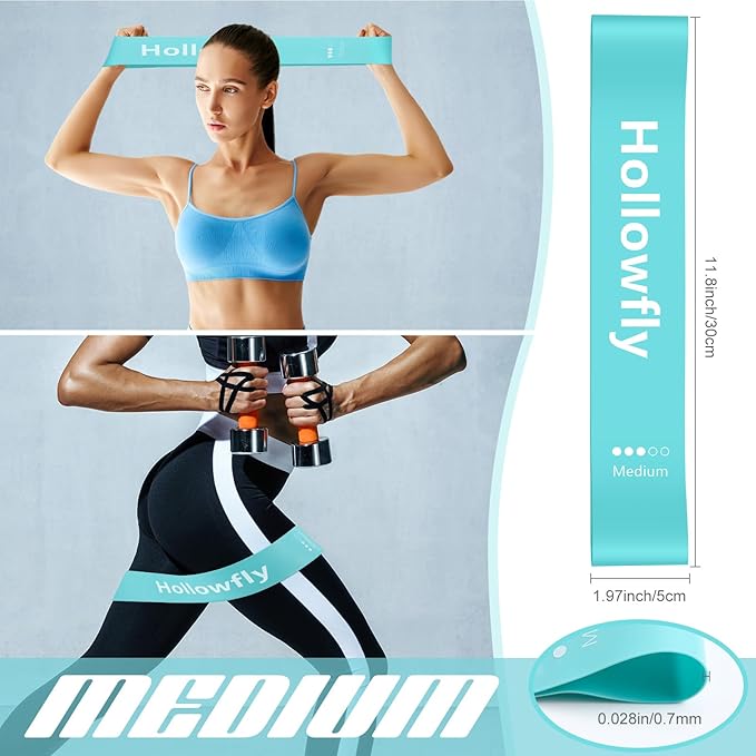 Hollowfly 30 Pcs Latex Resistance Loop Exercise Bands for Booty Workout Stretch Exercise Band Non Slip for Legs Squat Resistance Loop Women Men Starter Butt Hip Thigh Fitness