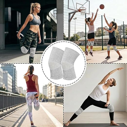 Premium Bamboo Knee Sleeve - 1 Pair Bamboo Compression Knee Sleeve for Women & Men, Anti-Slip Elastic Sport Warm Knee Brace for Arthritis (Gray,Large)