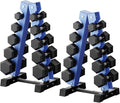 RitFit 250LB/300LB/350LB/550LB/650LB Rubber Hex Dumbbell Sets with Weights Rack, Multiple Color Choices Available, Great Gym Equipment for Home, Strength Training, Workouts