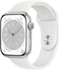 Apple Watch Series 8 [GPS, 45mm] - Silver Aluminum Case with White Sport Band, S/M (Renewed)