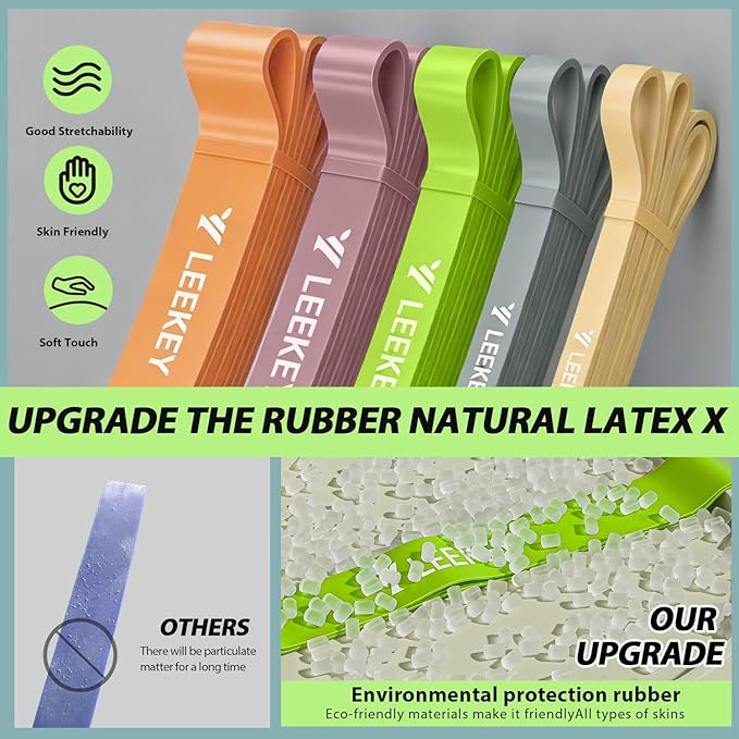LEEKEY Resistance Bands for Working Out, Exercise Bands with Door Anchor,Pull Up Assistance Bands for Men and Women- Strength Bands for Fitness Training, Physical Therapy,Home Workouts