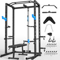 ULTRA FUEGO Power Cage, Multi-Functional Power Rack with J-Hooks, Dip Handles, Landmine Attachment and Optional Cable Pulley System for Home Gym