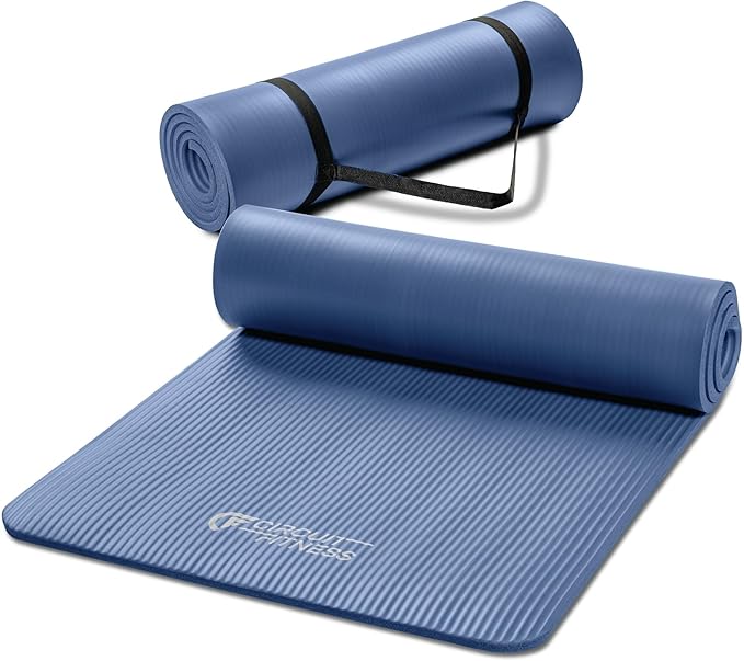 Circuit Fitness by Marcy Non-Slip Multi-Purpose Exercise Yoga Mats with Carrying Strap Multi-Thickness, Multi-Color Options