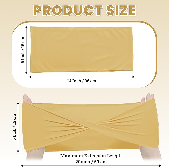 MDS Pack of 50 Spandex Chair Sashes Bows Elastic Stretch Dining Chair Bands Ties Without Slider Buckle Universal fits for Wedding Baby Shower Birthday Party Banquet Event Decoration - Gold