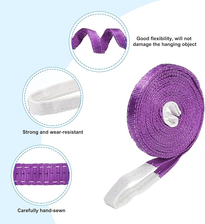 PATIKIL Lifting Slings Straps, 1 Pcs Polyester 19ft Heavy Web Slings Duty Flat Lifting Belts Pull Lifting Straps Slings Mount(2204lbs), Purple