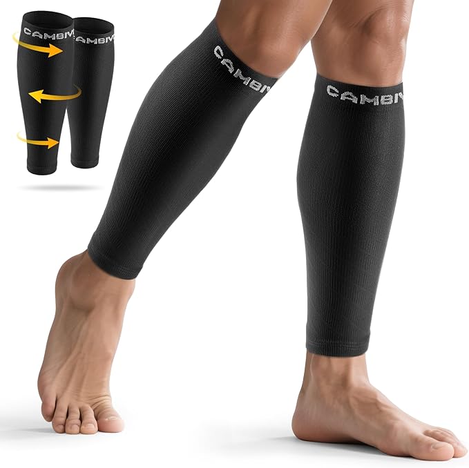 CAMBIVO 3-Pair Calf Compression Sleeves for Men & Women – Footless Socks for Shin Splints & Leg Pain Relief, 1 Pair Available
