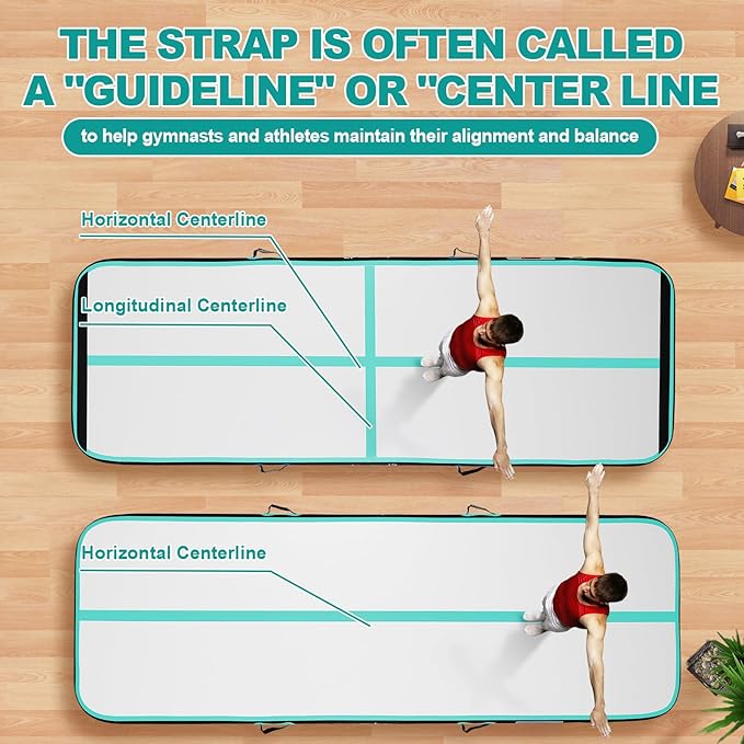 FBSPORT Inflatable Air Gymnastics Mat Training Mats 4/8 inches Thickness Gymnastics Tracks for Home Use/Training/Cheerleading/Yoga/Water with Pump