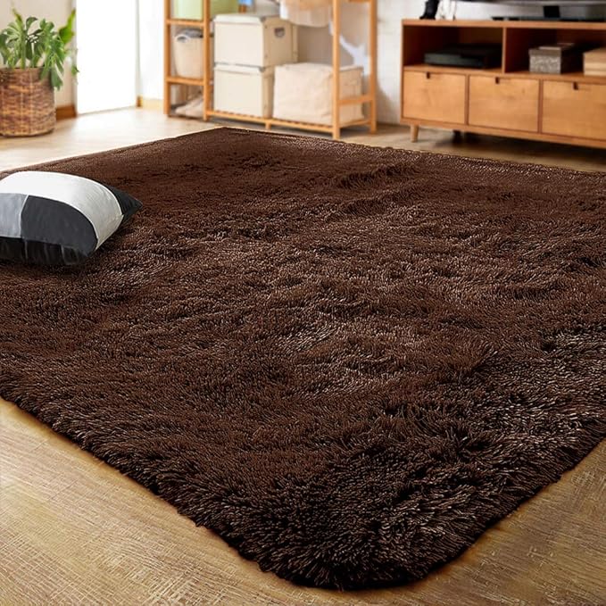 LOCHAS Ultra Soft Indoor Modern Area Rugs Fluffy Living Room Carpets for Children Bedroom Home Decor Nursery Rug 2x3 Feet, Brown