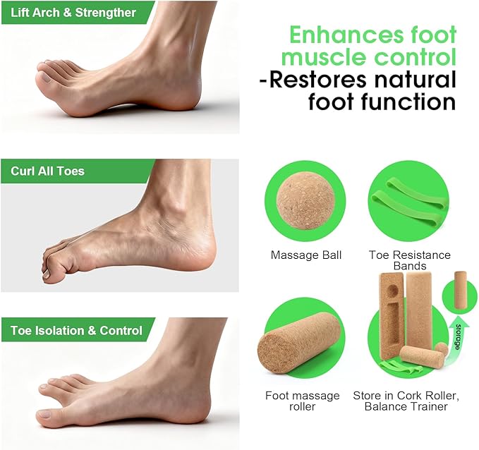 Balance Board, Premium Cork Balancing Board, Foot Strengthener for Enhanced Foot Function, Ankle Stability Trainer for Balance Stability, Improve Mobility & Prevent Falls