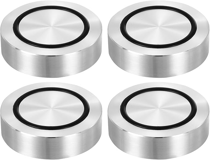 uxcell M8 Thread 55mm / 2.2" Dia 15mm Thick Aluminum Circle Disc Glass Top Adapter 4pcs Round Solid Table Feet Pad Plate Hardware with Anti-Slip Rubber Ring