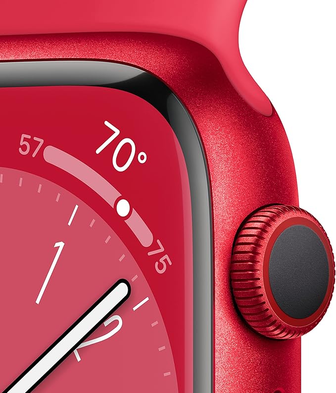 Apple Watch Series 8 [GPS + Cellular, 41mm] - (PRODUCT)Red Aluminum Case with Red Sport Band, M/L (Renewed)