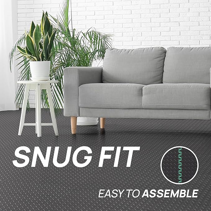 Yes4All EVA Interlocking Mats, Puzzle Floor Tiles, Foam Floor Padding with Border for Furniture, Home Space, Living Room, Garage 11,15,32,99 SQFT