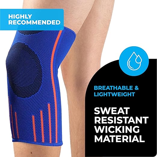 VITTO Kids Knee Brace - Osgood Schlatter Knee Brace Youth, Compression Sleeve for Boys and Girls from 4-14 years old (Blue, XL)