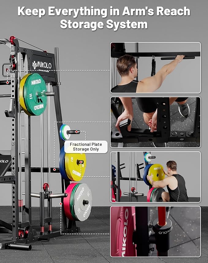 Mikolo M4 2.0 Smith Machine, All-in-One Home Gym Power Cage with LAT Pulldown & Cable Crossover, Squat Rack for Full Body Workouts
