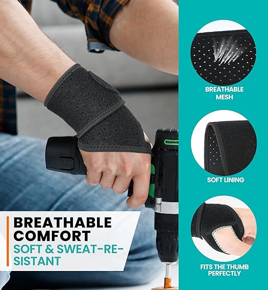 HiRui Wrist Wraps 2-Pack, Adjustable Breathable Wrist Support Brace for Men & Women – Pain Relief for Carpal Tunnel Syndrome, Tendonitis, Arthritis, Sports, Workouts – Fits Left & Right Hand (Black)