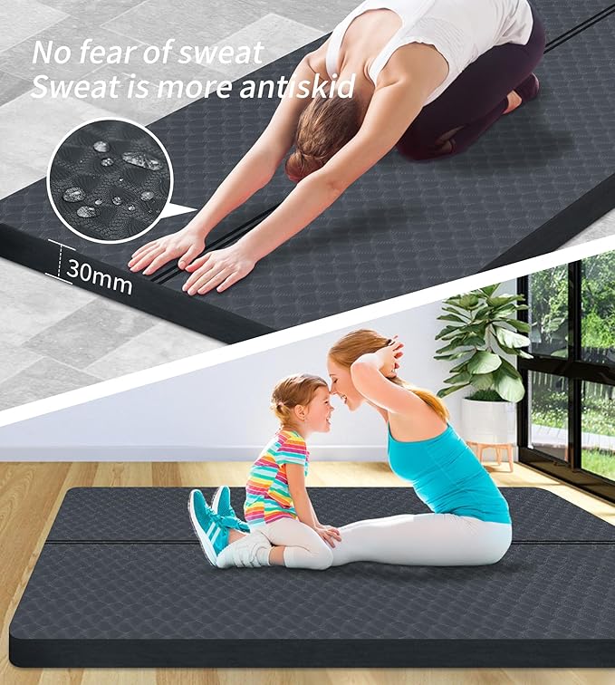 nuveti Large Exercise Mat - 15mm/20mm/30mm Thick Yoga Mat | Workout Mat for Fitness, Yoga, Pilates, Stretching & Floor Exercises for Women & Men with Free Carrying Bag