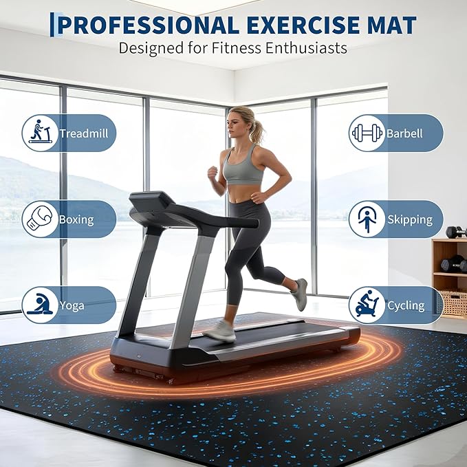 0.56" Thick 48 Sq ft Exercise Mats,12 Tiles Rubber Top 24"X24" Interlocking Puzzle Gym Flooring with High Density EVA Foam for Home Gym & Heavy Weight Workout,Black