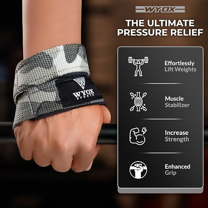 WYOX Figure 8 Lifting Wrist Straps for Weightlifting – Heavy Duty Padded Neoprene Wrist Support, Powerlifting & Strength Training Lift Straps for Deadlifts, Pull Ups, Rows, Shrugs, Gym Training Hand Grip Support for Bodybuilding