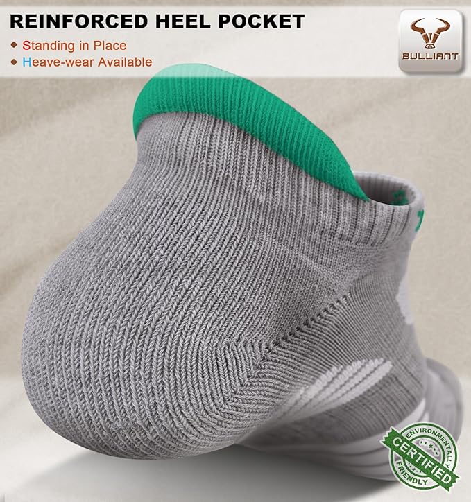 BULLIANT Men Running Socks,Active Ankle Socks No Show For Men With Cushioned Footbed Arch Support Breathable Wicking