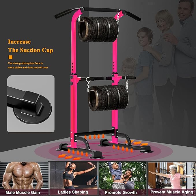 DlandHome Power Tower Pull Up Dip Station Multi-Function Fitness Equipment for Strength Training Adjustable Height Dip Stand for Home Gym