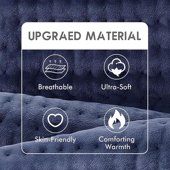 DAILYLIFE Heating Pad for Back Pain Relief, 12" x 24" Electric Heating Pads for Cramps, Back with 6 Heat Settings, Fast-Heating Technology, Auto Shut Off, UL Certification, Dark Blue