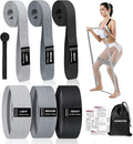 KANGFITER Long and Short Fabric Resistance Bands with Door Anchor, Non-Slip Stretch Booty Bands for Working Out Women & Men, Loop Exercise Elastic Bands for Home Physical Therapy Yoga Pilates