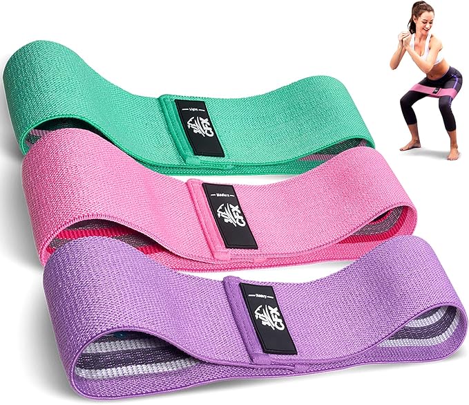 CFX Resistance Bands Set, Exercise Bands with Non-Slip Design for HIPS & Glutes, 3 Levels Workout Bands for Women and Men, Booty Bands for Home Fitness, Yoga, Pilates