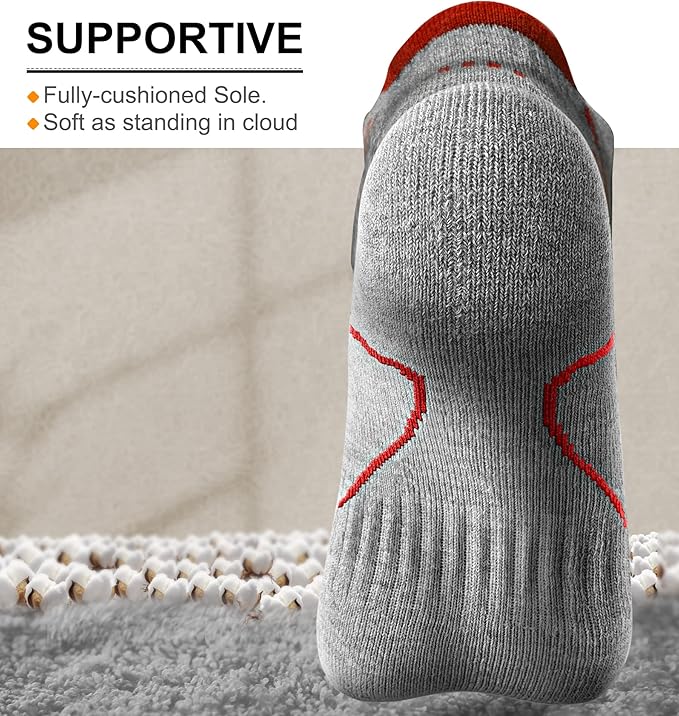 BULLIANT Men Running Socks,Active Ankle Socks No Show For Men With Cushioned Footbed Arch Support Breathable Wicking