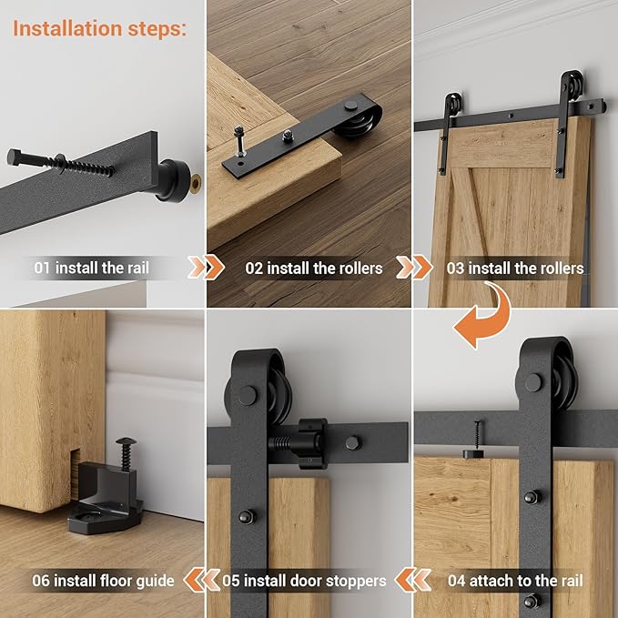 CCJH 9FT Sliding Barn Door Hardware Kit Heavy Duty for Max 55'' Wide Single Wooden Door