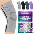 BraceAbility Knee Compression Sleeve - Knit Knee Pain Brace for Men and Women, Arthritis Relief, Meniscus Tear, Running, Workout, Sports, Swelling, Athletic Support for Joint Stability (M/L Gray)
