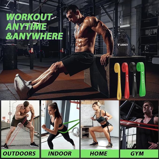 LEEKEY Resistance Bands, Exercise Bands with Bag, 5-85LB Home Strength Bands for Working Out, Travel, Gym Room, Physical Therapy - USA Original Patent