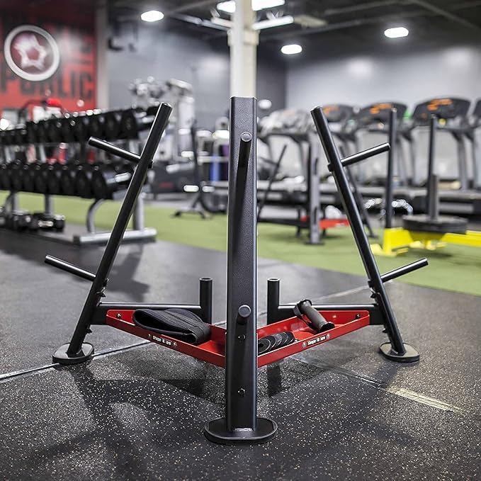 Barbell Olympic Plate Tree Storage-Dumbbell Weight Rack with 4,6,8 Weight Pegs 440~880LBS Capacity & Standard 1.1 Inch(28mm) Diameter Bar Holders [SFC-720]