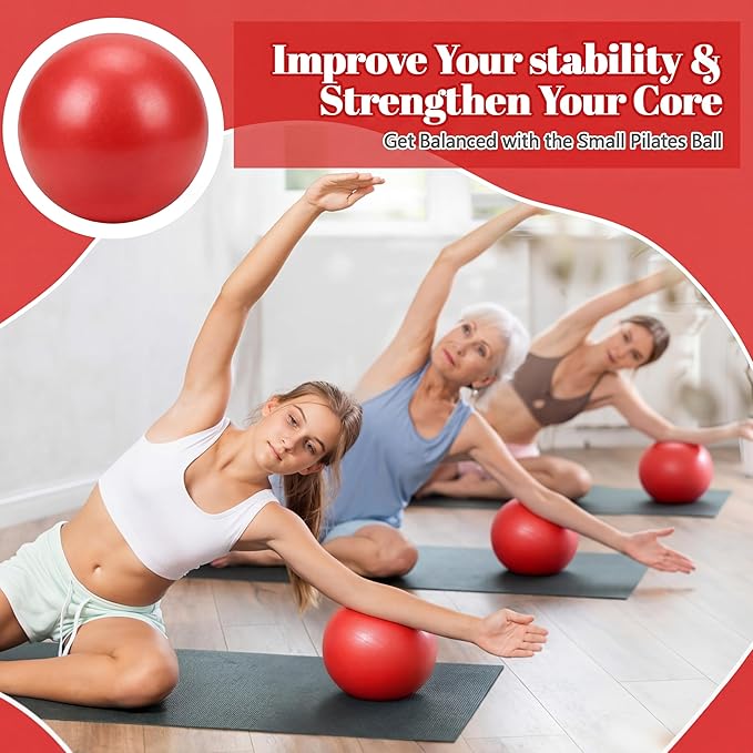 Sotiff 20 Pcs 9 Inch Pilates Ball Bulk Exercise Pilates Ball Mini Yoga Balls Therapy Core for Stability Barre Training Stretching Physical Posture Training Gym Workout with Inflation Tube