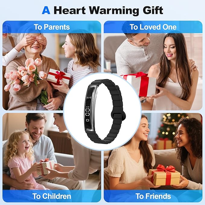 Smart Bracelet for Women, Health Activity Fitness Trackers, 24/7 Heart Rate, Blood Oxygen & Stress Monitor, 24H Sleep Tracker, Smart Wristband with Free APP 2 Bands, Black