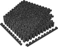 SUPERJARE 1" Extra-Thick Rubber Top Exercise Mat, Puzzle Gym Flooring for Home Gym, Gym Mat for Workout Equipment, Interlocking Floor Tiles with EVA Foam, 6 Pcs 24 Sq Ft, Black/Grey