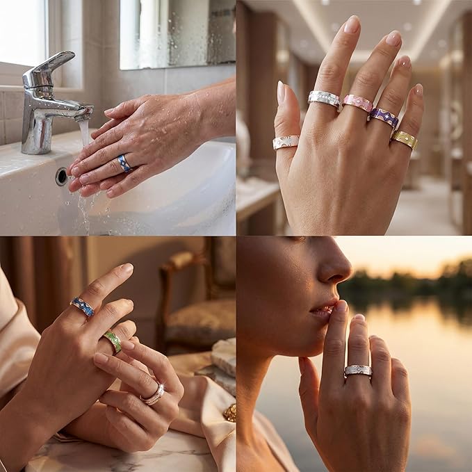 Smart Ring for Women Gift, Fitness & Vital Signs Monitoring, Sleep Tracker/Remote Photography/No Subscription(Yellow,9#)