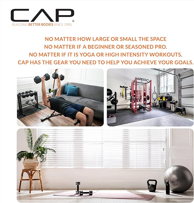 CAP Barbell 150 LB Coated Hex Dumbbell Weight Set with Vertical Rack | Multiple Options