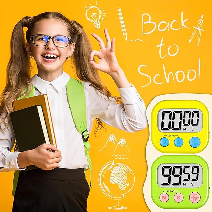 ZILLEEN Classroom Timer for Kids Teachers 2 Pack Digital Timers, Green & Yellow