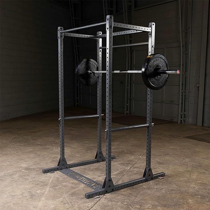 Body-Solid Powerline (PPR1000) Power Rack - Steel Frame Squat Cage with J-Cups and Safety Pipes for Home Gym Strength Training